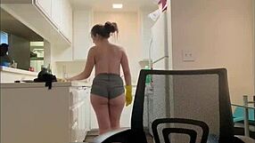 Nympho Naomi Serves as My Sexy Maid, Shaving Her Pussy and Showing Off Her Boobs