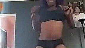 Slim milf twerks her ass in ghetto style. Petite slut shows off her moves.