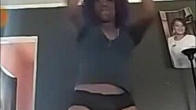 Slim milf twerks her ass in ghetto style. Petite slut shows off her moves.