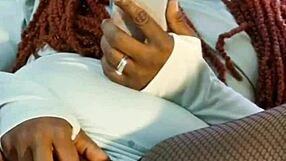 Ebony Milf Spreads Legs for Dildo Masturbation Close-Up