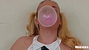 Bubblegum Girl Blowing Bubbles in School