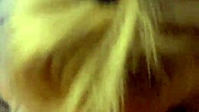 Blonde mature woman in lingerie enjoys oral and cum play