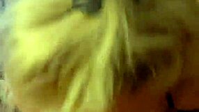 Blonde mature woman in lingerie enjoys oral and cum play