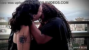 Horny Milf Friends Anna Blue And Luiza Tormenta Kiss Outdoors In European Lesbian Frenzy