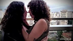 Horny Milf Friends Anna Blue And Luiza Tormenta Kiss Outdoors In European Lesbian Frenzy