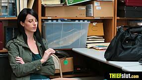 i caught this raven haired shoplifter bent over and fucked her doggystyle on the cctv, shes so petite and brunette