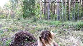 Petite blonde teen Linda Z masturbates in stockings outdoors