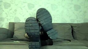 Wow, dominatrix Nika demands you lick cum off her dirty boots! Kneel now and taste every drop from her filthy soles!