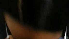 ebony girl in glasses sucks my black cock until i cum all over her