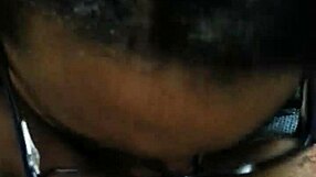 ebony girl in glasses sucks my black cock until i cum all over her