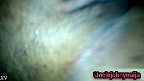 Unclejohny and his ebony babe ride passionately in the bedroom.