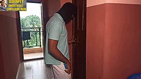 a young teen gets roughly fucked by an amateur with a big black cock, close up on wet tits