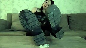 Wow, dominatrix Nika demands you lick cum off her dirty boots! Kneel now and taste every drop from her filthy soles!