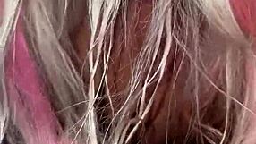 Pretty shemale cougar hunting that big black cock with a blowjob