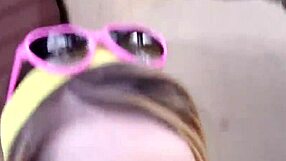 Petite Amateur Gives POV Blowjob and Handjob Outdoors