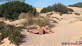 Zuzana z makes sand angels as a hot blonde outdoors