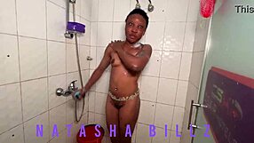 Natasha enjoys a relaxing ebony petite bath
