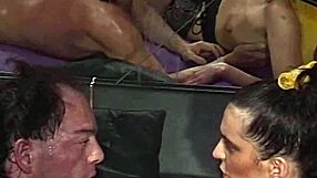 Brunette milf wife in stockings gets ass fingered and pussy fucked