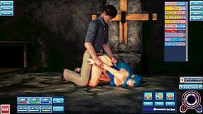 Blue haired anime beauty pleasures herself