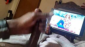 Ebony Amateur Strokes Monster Black Cock in POV Cumshot Blast!