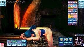 Blue haired anime beauty pleasures herself