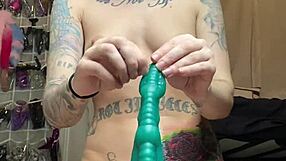 Trying giant hankeys toy in ass first time