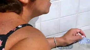 Stepmother caught washing dishes gets fucked hard on the kitchen chair by her stepson