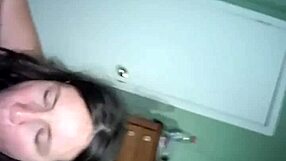 Bad girl pees wildly while sucking cock intensely.