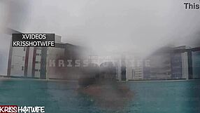 Cuckold Wife Fucks in Outdoor Pool While Waiting for Real Men