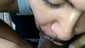 Gay submissive Latino eagerly sucks big black cock, swallowing the facial cumshot.