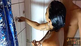 Junior Hott Enters Bathroom And Finds Stepmom Danny Hot Shoving Pussy In His Face