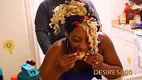 Rough couple engages in intense mukbang sex session with monster cock.