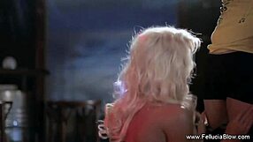 Blonde dances then swallows at club party