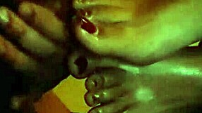 huge cumshot covers sexy feet in fetish scene