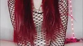 feeling intense pleasure from redhead's masturbation with dildo and creampie