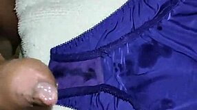 Cumshot in mother's used panties