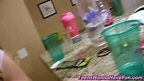 Real amateur teen gets cum on her face at party