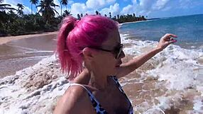 Blonde Pisses Outdoors With Big Tits