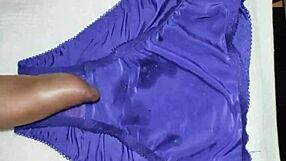 Cumshot in mother's used panties