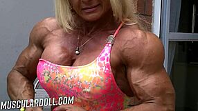 Big Muscular Milf Struts in High Heels