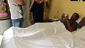 Busty psychiatrist shows ass and tits to patient