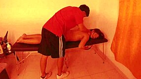 Latina brunette neighbor gets pussy eaten and doggystyle fucked in homemade spa massage part 1