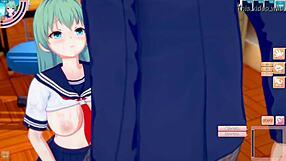 Sanae Kochiya's Boobs Rubbed Intensely in 3DCG Hentai