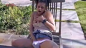 petite teen topanga fingers pussy outdoors
