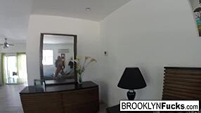 Hot blonde babe Brooklyn records her solo masturbation with big tits and ass on display