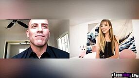 Haley Reed enjoys pleasuring herself with a big purple dildo