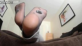 ginger milf surprises with nylon pantyhose femdom massage