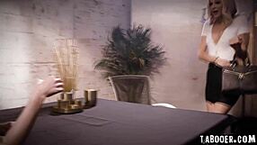 young emma hix seduces milf boss elle for pussy licking