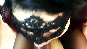 Anita gives a hot blowjob and swallows in group fun.