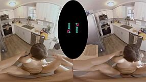 Pamela Morrison bends over in the kitchen, begging for your doggystyle fucking with her small natural tits on display